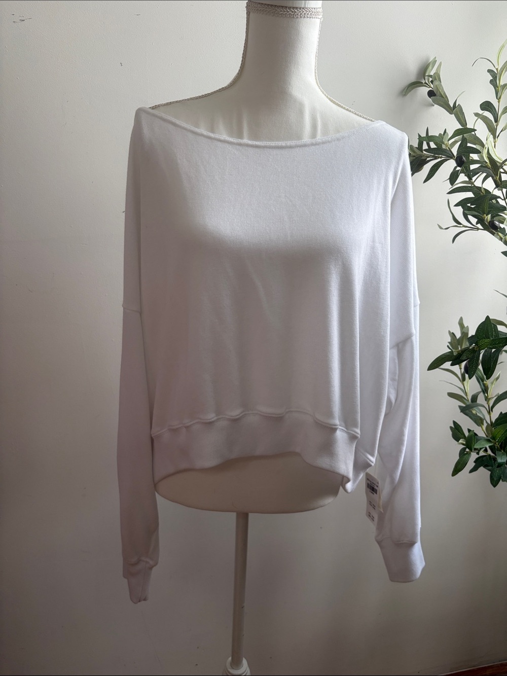 Hollister White Boatneck Lightweight Sweatshirt
